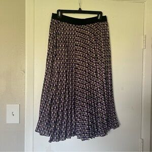 Neiman Marcus Geometric-Print Pleated Skirt, Medium